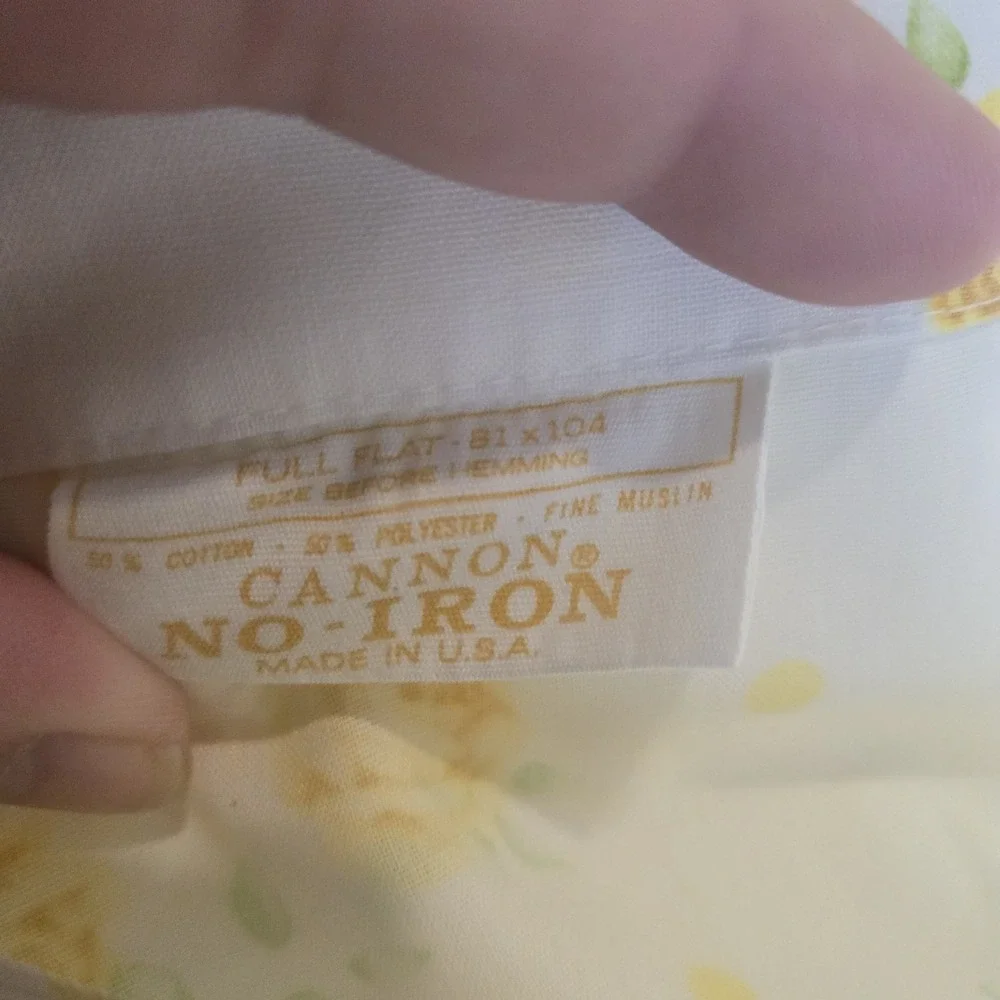 Vintage Cannon Muslin Yellow Rose Dream Full Flat Sheet 81x104 Cottage Core
